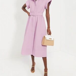 Tuckernuck Pink A-Line Midi Dress with Polo Collar